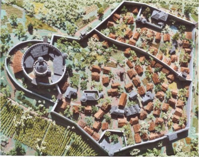 Plan du bourg fortifié d'Avalon (Isère) en 1339